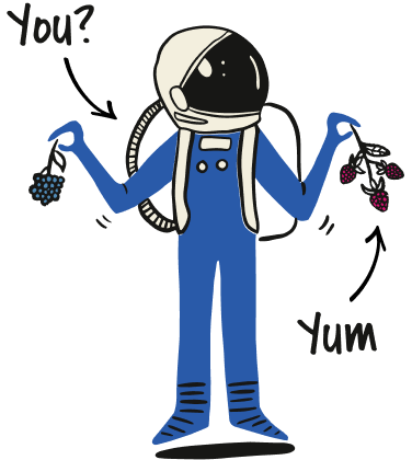 Astronaut holding berries